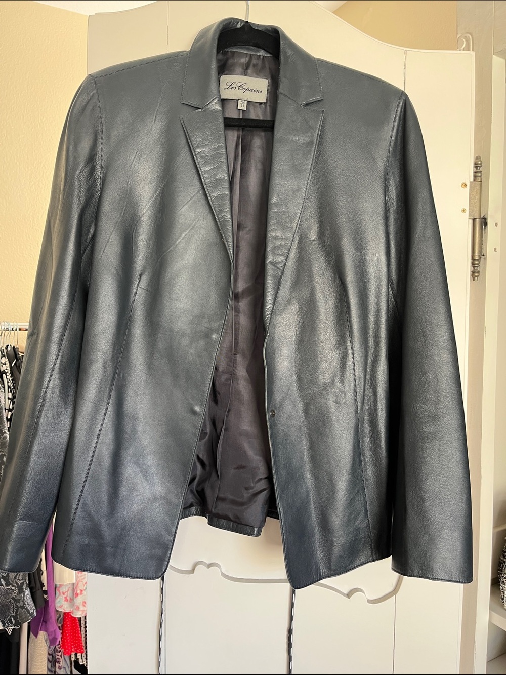 Les Copains Black Leather Blazer Jacket
